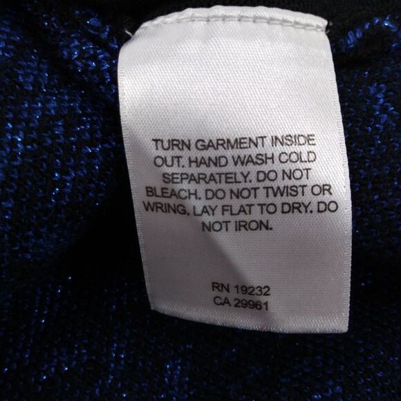 Alfred Dunner Blouse Womens Size S Blue Metallic Sequin Cardigan Layered 2 in 1 - Picture 7 of 7